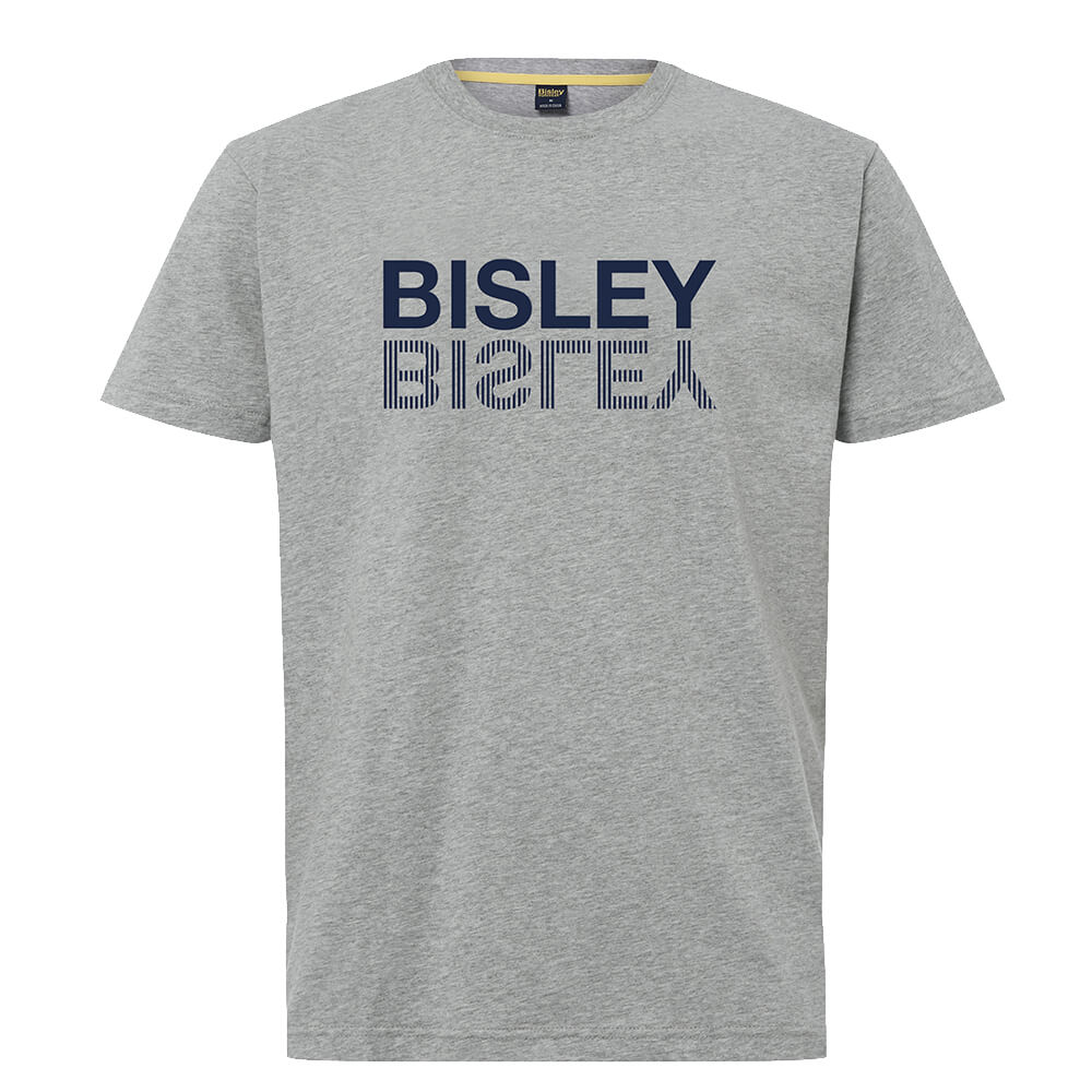 Bisley BKT097 Mens Flipped Logo Tee Short Sleeve Grey Front