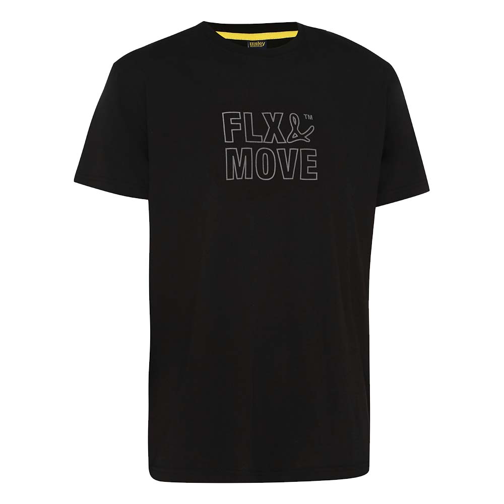 BKT085 FLX & MOVE™ Cotton Outline Logo Tee Short Sleeve Black Front