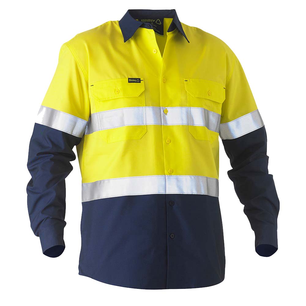 Taped Two Tone Hi Vis Recycled Drill Shirt BS6996T