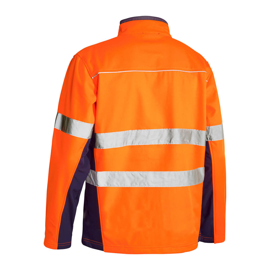 Bisley BJ6059T Hi-Vis Taped Soft Shell Jacket Orange/Navy View 02