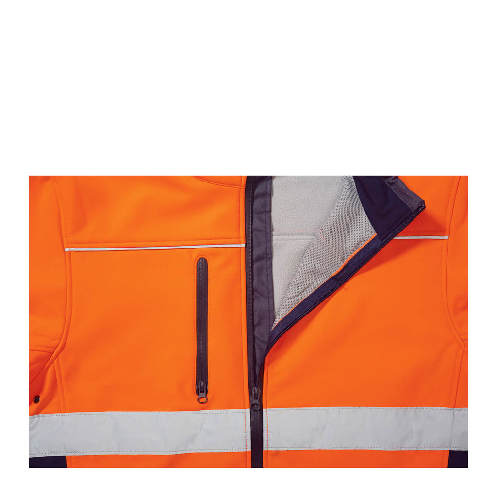 Bisley BJ6059T Hi-Vis Taped Soft Shell Jacket Orange/Navy View 04