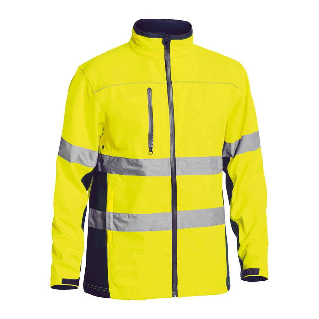 Bisley BJ6059T Hi-Vis Taped Soft Shell Jacket Yellow/Navy View 01