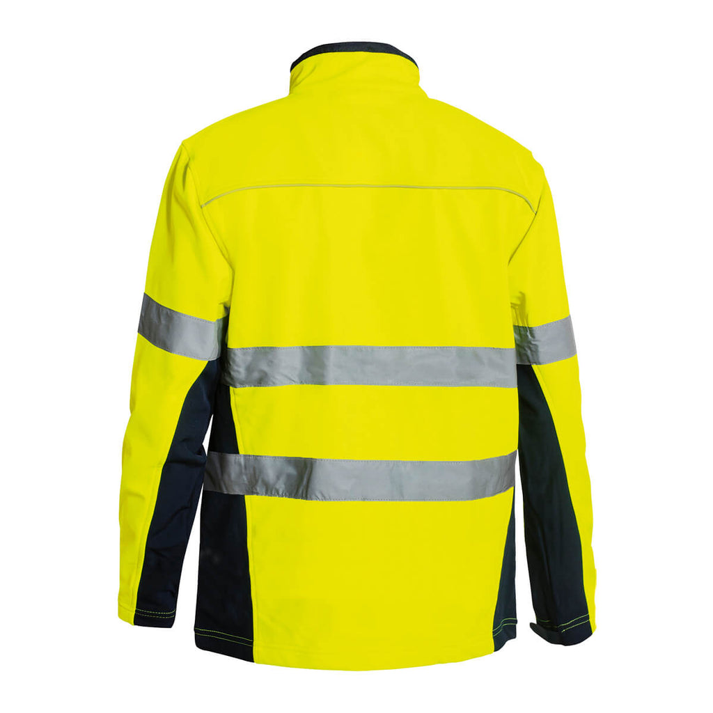 Bisley BJ6059T Hi-Vis Taped Soft Shell Jacket Yellow/Navy View 02