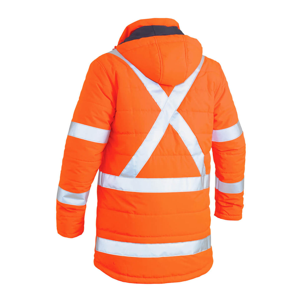 Bisley BJ6379XT Taped Hi-Vis Puffer Jacket TTMC-W and NSW Rail compliant Orange View 02