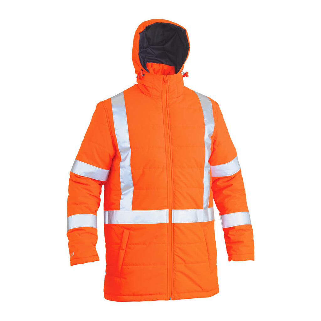 Bisley BJ6379XT Taped Hi-Vis Puffer Jacket TTMC-W and NSW Rail compliant Orange View 03
