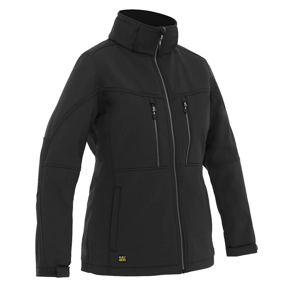 Bisley BJL6570 Womens Hooded Soft Shell Jacket Black Front