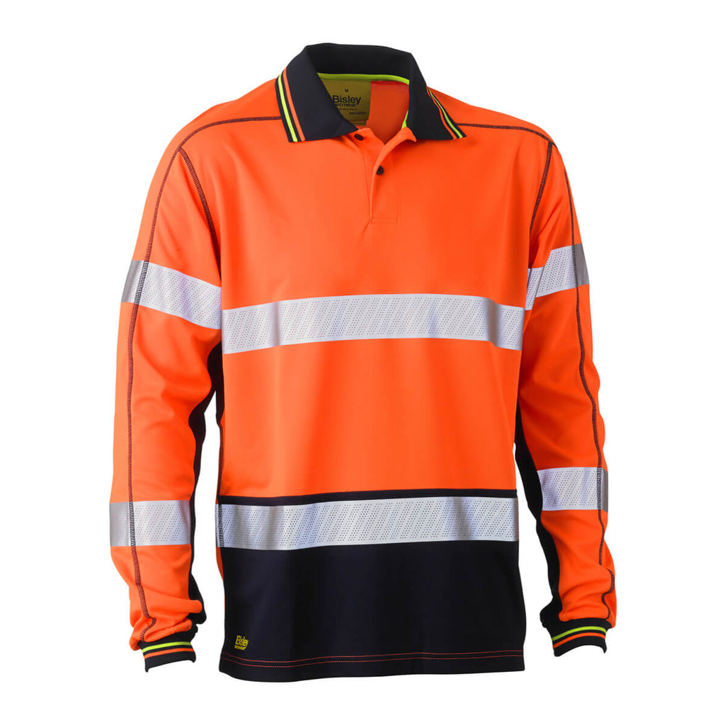 Bisley BK6219T Taped Hi Vis Mesh Polo Long Sleeve Yellow/Navy – Vivid ...