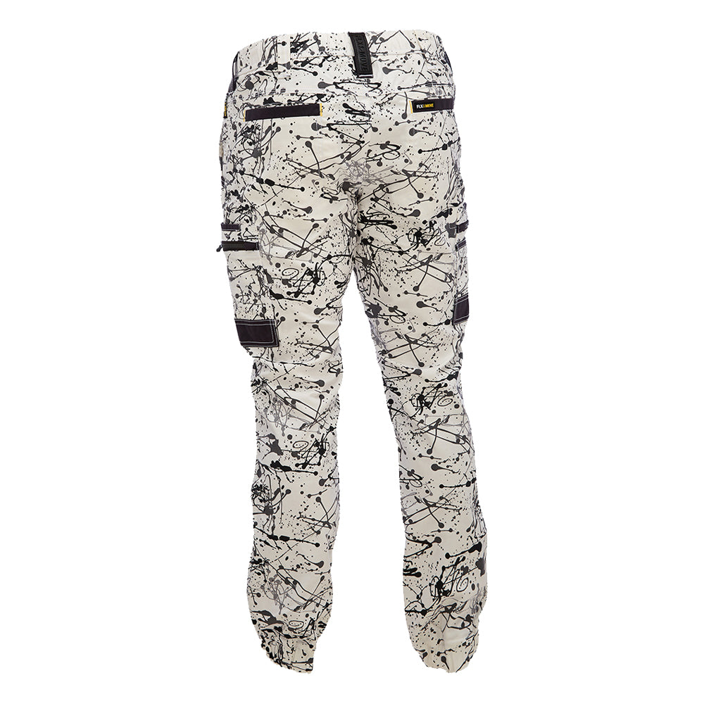 Bisley BPC6337 FLX & Move Stretch Camo Cargo Pants Grey Paint Splatter Back