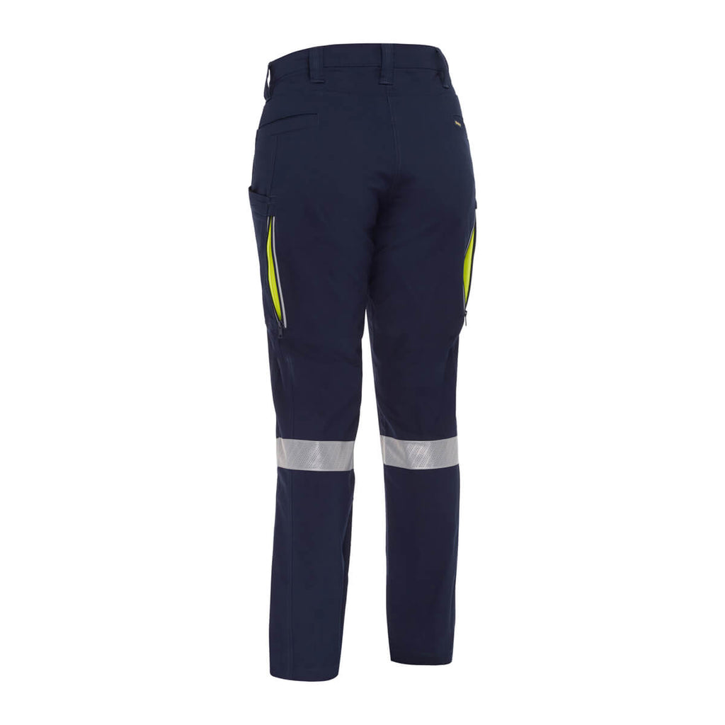 Bisley Bisley BPCL6150T Ladies Taped X Airflow Vented Cargo Pants Navy/Yellow View 08