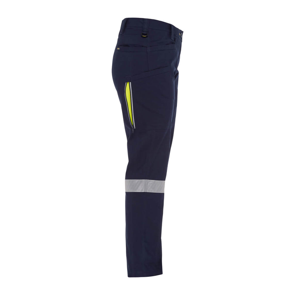 Bisley Bisley BPCL6150T Ladies Taped X Airflow Vented Cargo Pants Navy/Yellow View 10