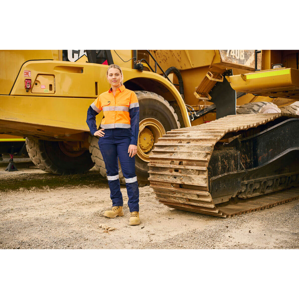 Bisley Bisley BPCL6150T Ladies Taped X Airflow Vented Cargo Pants Navy/Yellow View 11