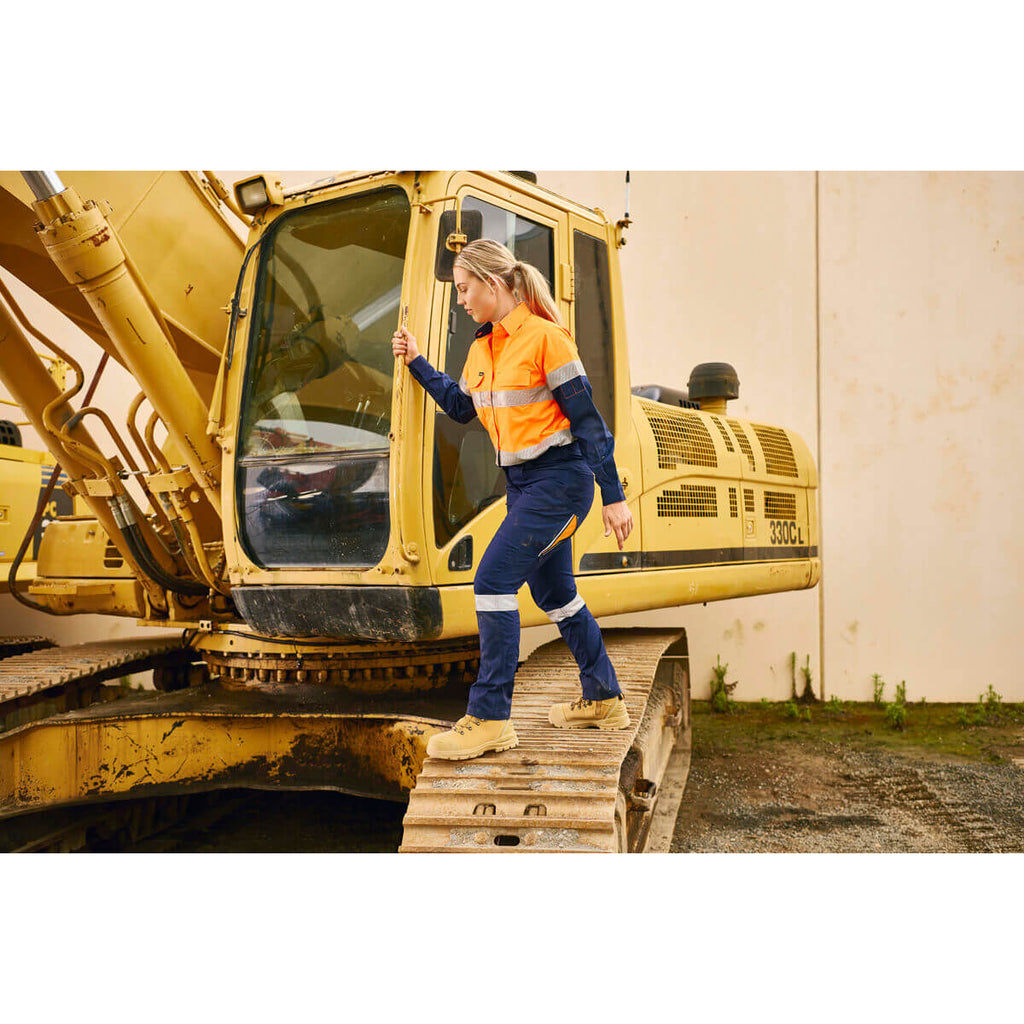 Bisley Bisley BPCL6150T Ladies Taped X Airflow Vented Cargo Pants Navy/Yellow View 13