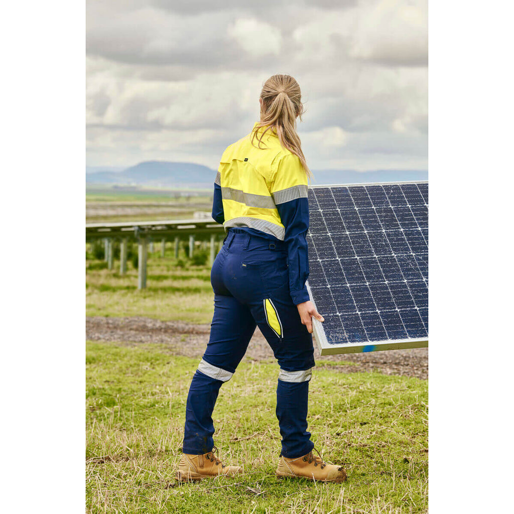 Bisley Bisley BPCL6150T Ladies Taped X Airflow Vented Cargo Pants Navy/Yellow View 27