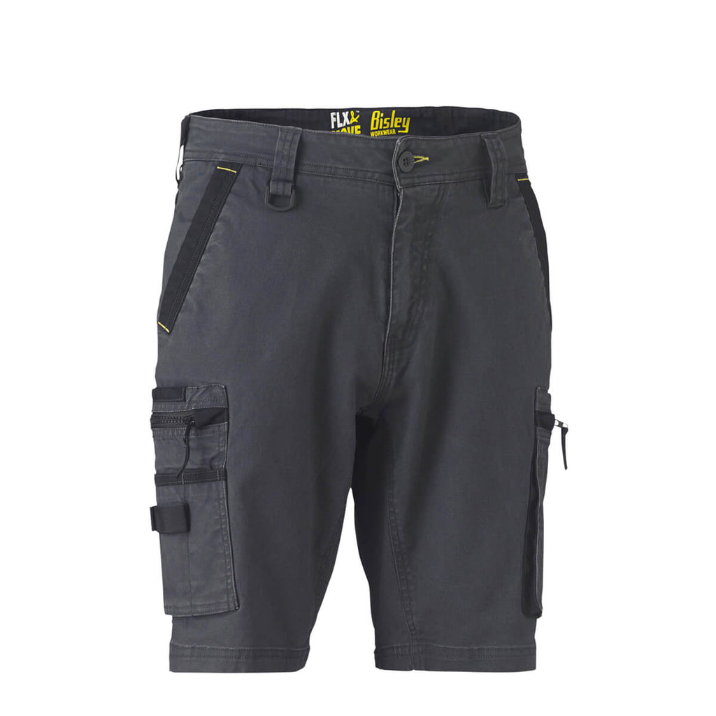 Bisley BSHC1330 Flx & Move Stretch Utility Zip Cargo Shorts Black