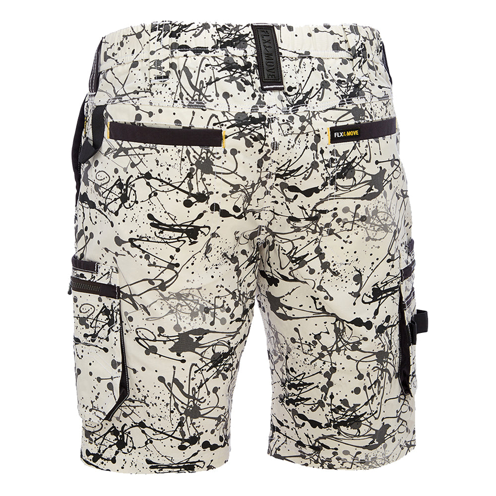 Bisley BSHC1337 Canvas Camo Cargo Short - Limited Edition Grey Paint Splatter Back