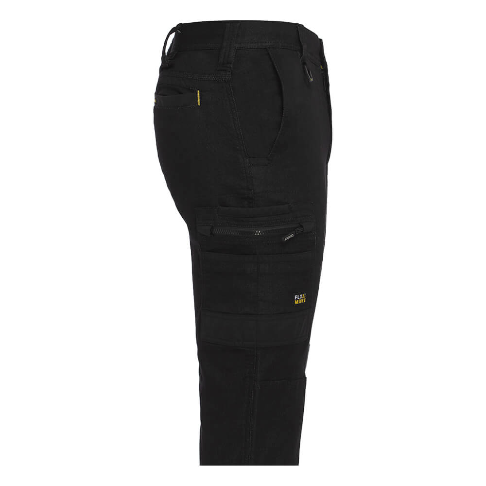 Bisley Flex & Move Stretch Denim Cargo Cuffed Pants Black Side