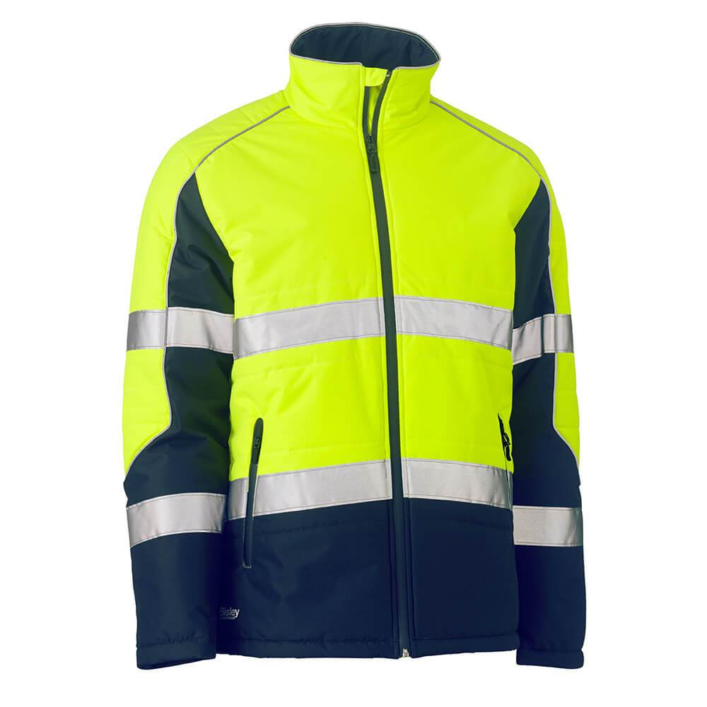 Bisley BJ6829T Hi-Vis Taped Puffer Jacket Yellow/Navy – Vivid Workwear