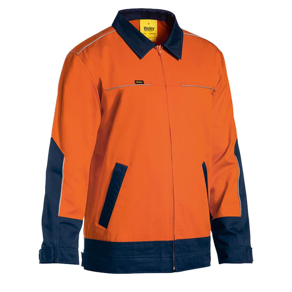 Bisley BJ6917 Hi-Vis Cotton Drill Jacket with Liquid Repellent