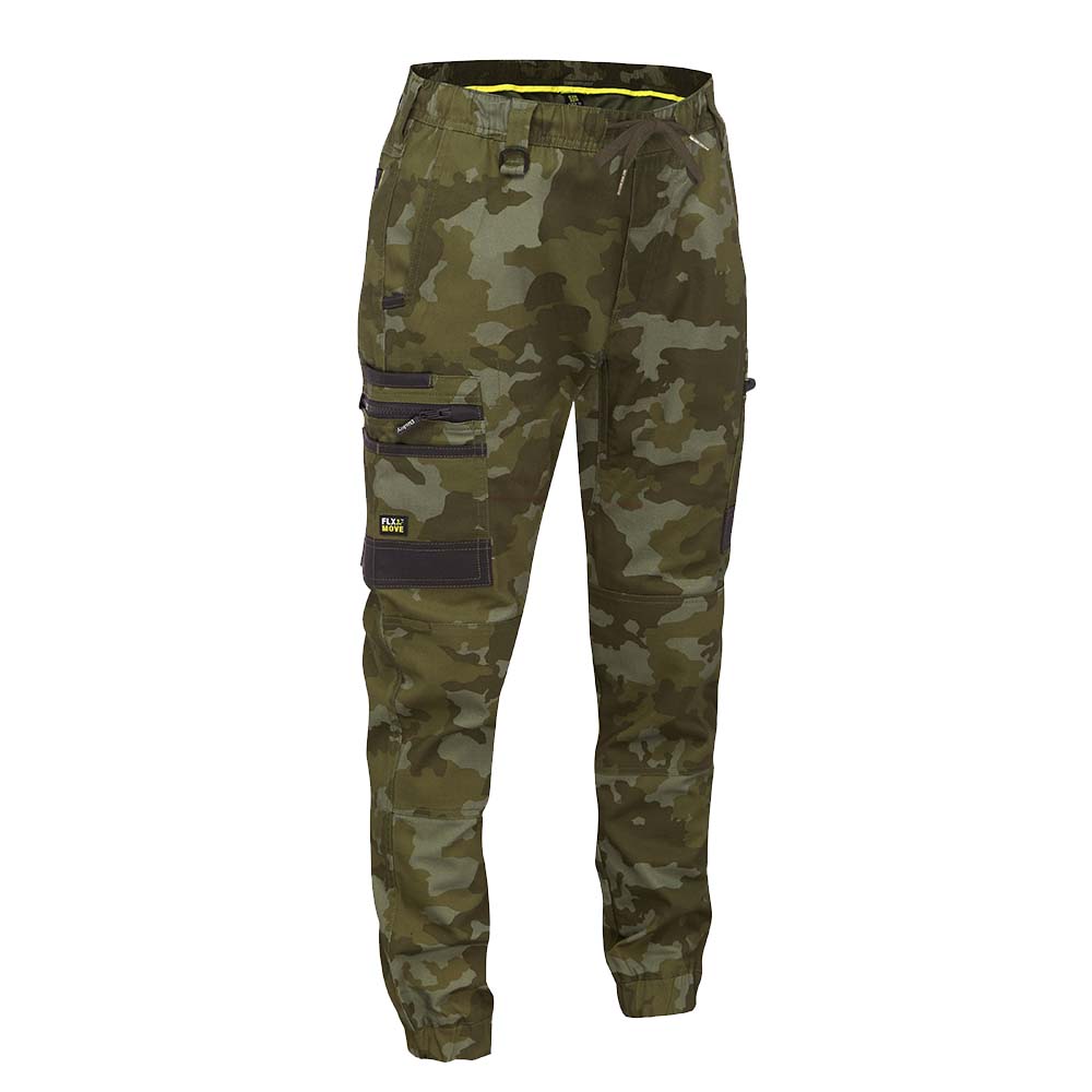 Bisley BPC6337 FLX & Move Stretch Camo Cargo Pants Camo Green Front