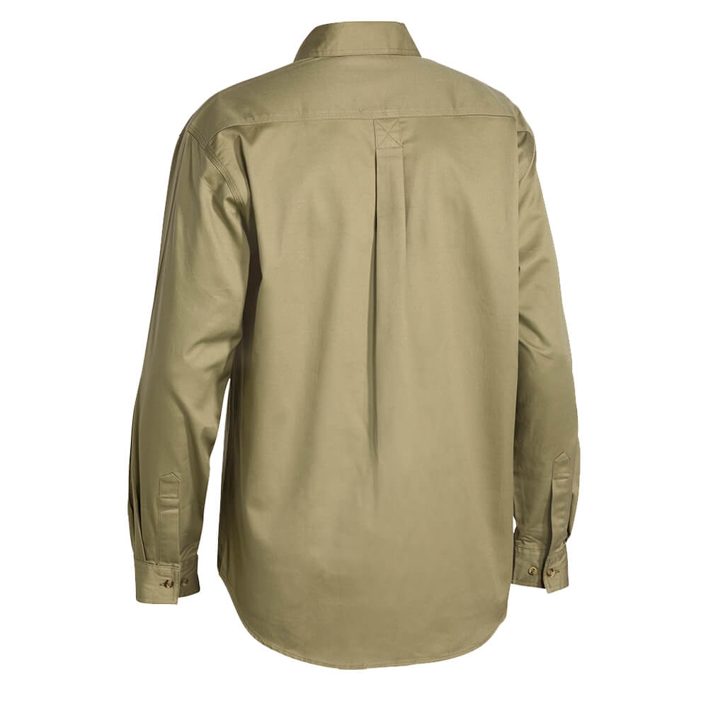 Bisley Closed Front Cotton Drill Shirt Long Sleeve Khaki Vivid