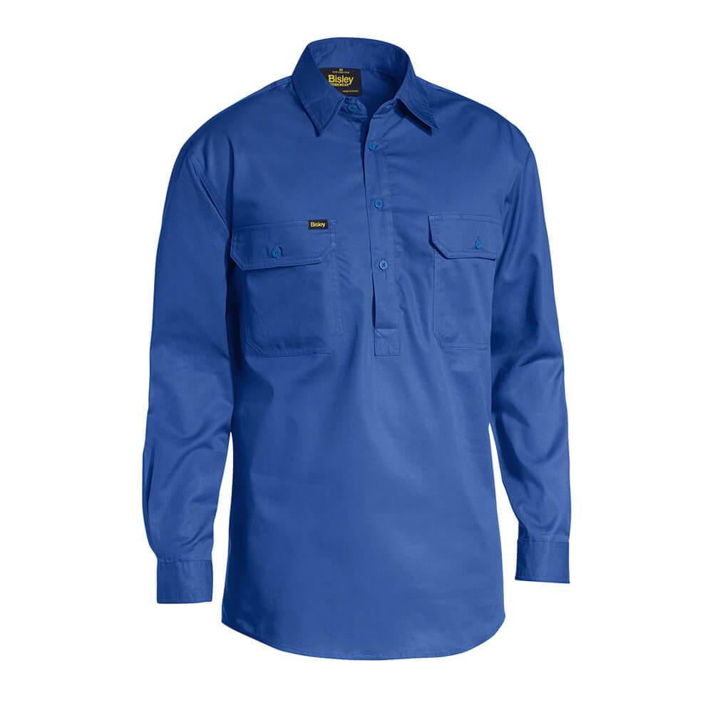 Bisley Lightweight Closed Front Cotton Drill Shirt Long Sleeve